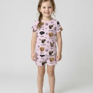 Custom Photo With Paw For Dog Lovers Bamboo Two Piece Short Sleeve Shorts Pajama Set