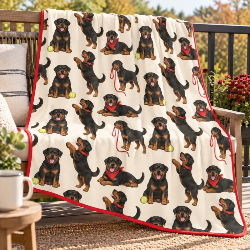 Playful Rottweiler Puppies Bamboo Blanket