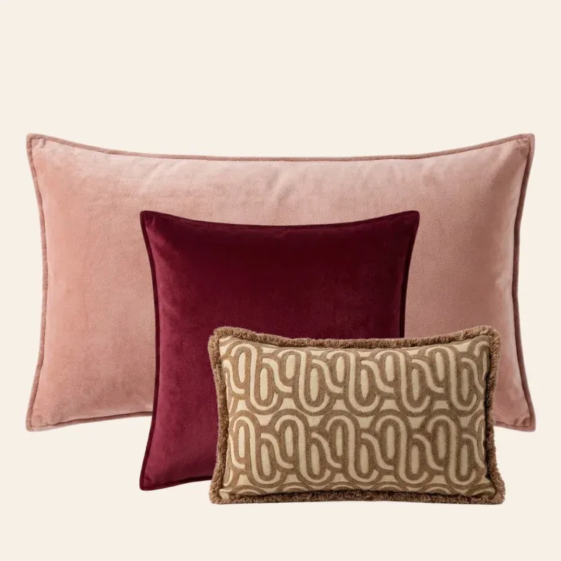 Kotabo sierkussenset Carly – Set van 3 kussens – Pink, Beige & Mauve