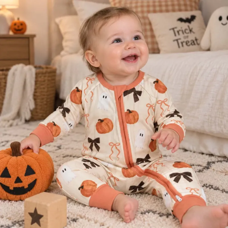 Pumpkin Ghost Bow Halloween Bamboo Convertible Zippy