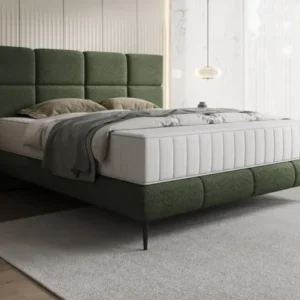 Boxspringbett Nessa mit hohen Füßen in Teddy Bouclé