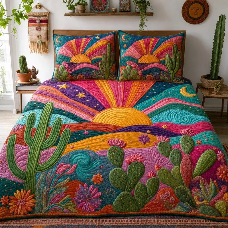 Rainbow Sunshine Desert Bamboo Quilt Bedding Set