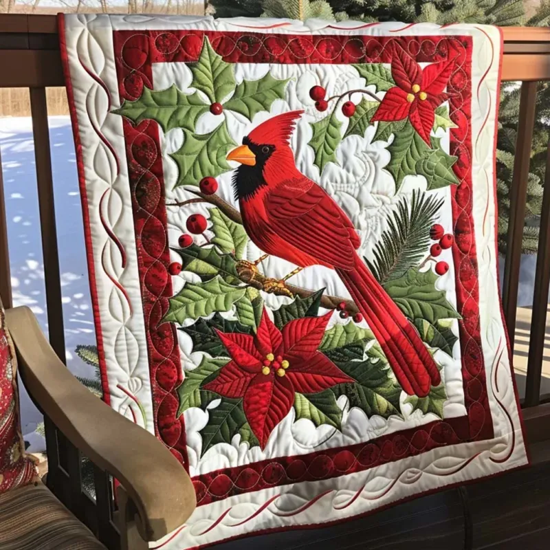 Red Cardinal Bamboo Quilt Blanket