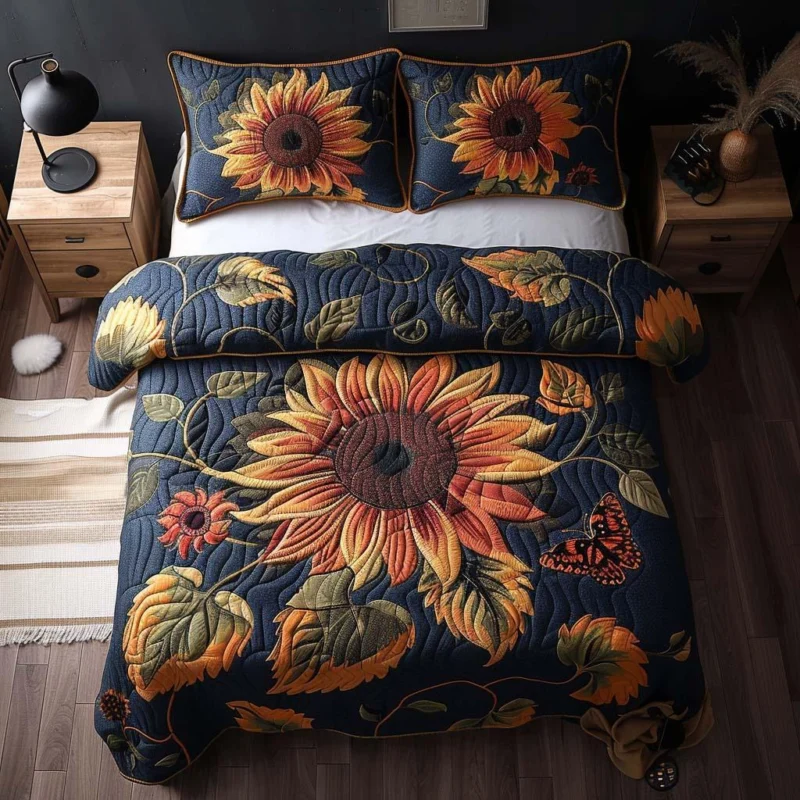 Rustic Garden Bamboo Quilt Bedding Set