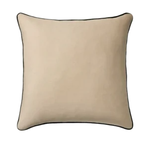 Sferra Manarola decorative pillow in sand linen with black contrast piping.