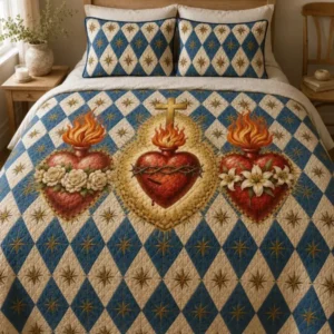 Sacred Hearts Bamboo Quilt Bedding Set