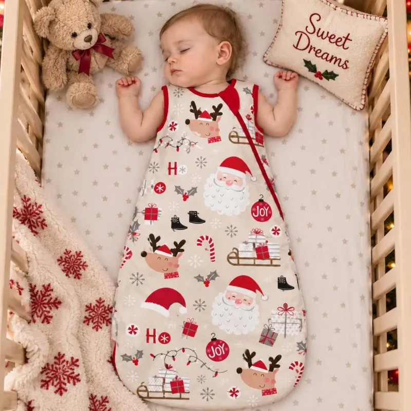 Santa Reindeer Holiday Joy Bamboo Sleep Bag