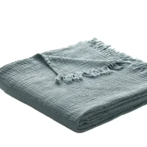 Muslin Blue Steel Throw Blanket 60"x70"