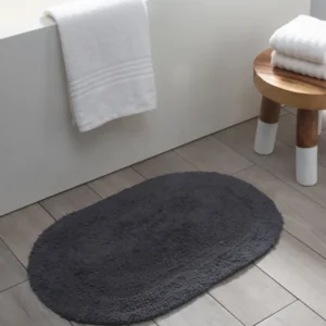 Serene Oval Cotton Reversible Bath Mat Slate Grey 18"x28"