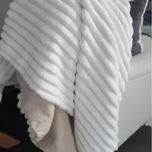 Chenille Corded Throw Blanket Natural Linen Backing