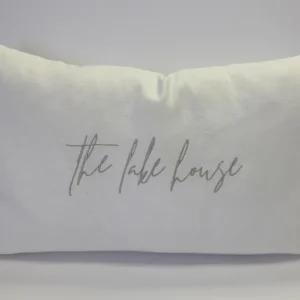 The Lake House White Linen Embroidered Cushion 16"x24"