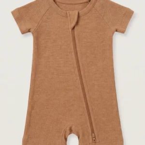 Caramel Ribbed Bamboo Shorty Zippy