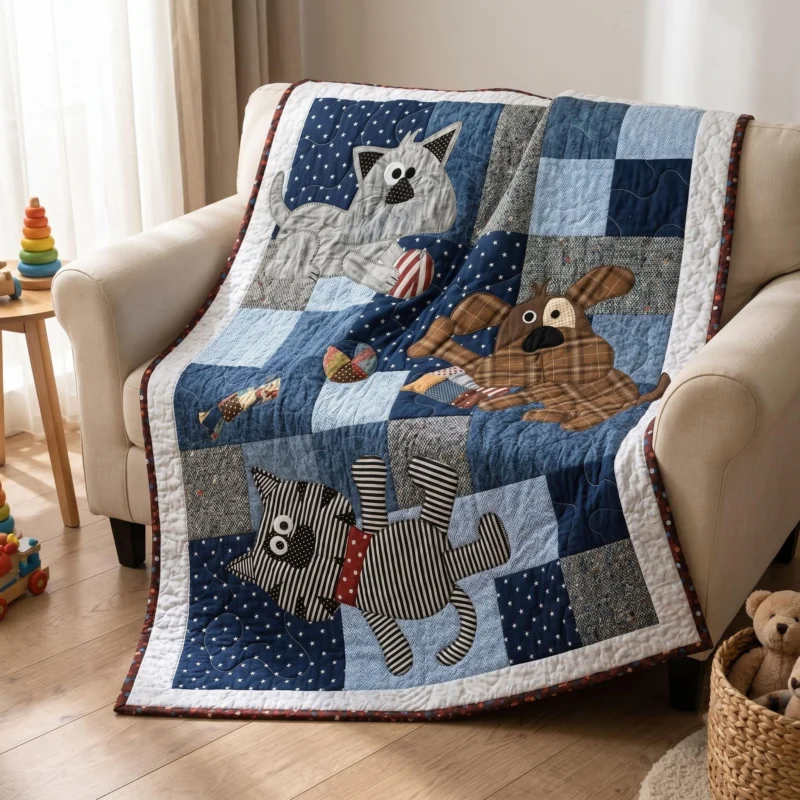 Silly Doggie Bamboo Quilt Blanket