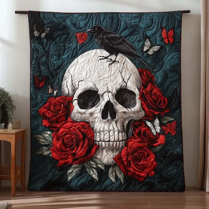 Skull Moon Magic Bamboo Quilt Blanket
