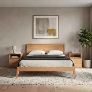 Designer Holzbett Kaja aus massiver Eiche