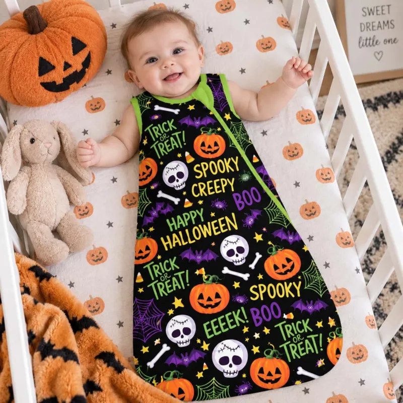 Spooky Halloween Typography Bamboo Sleep Bag