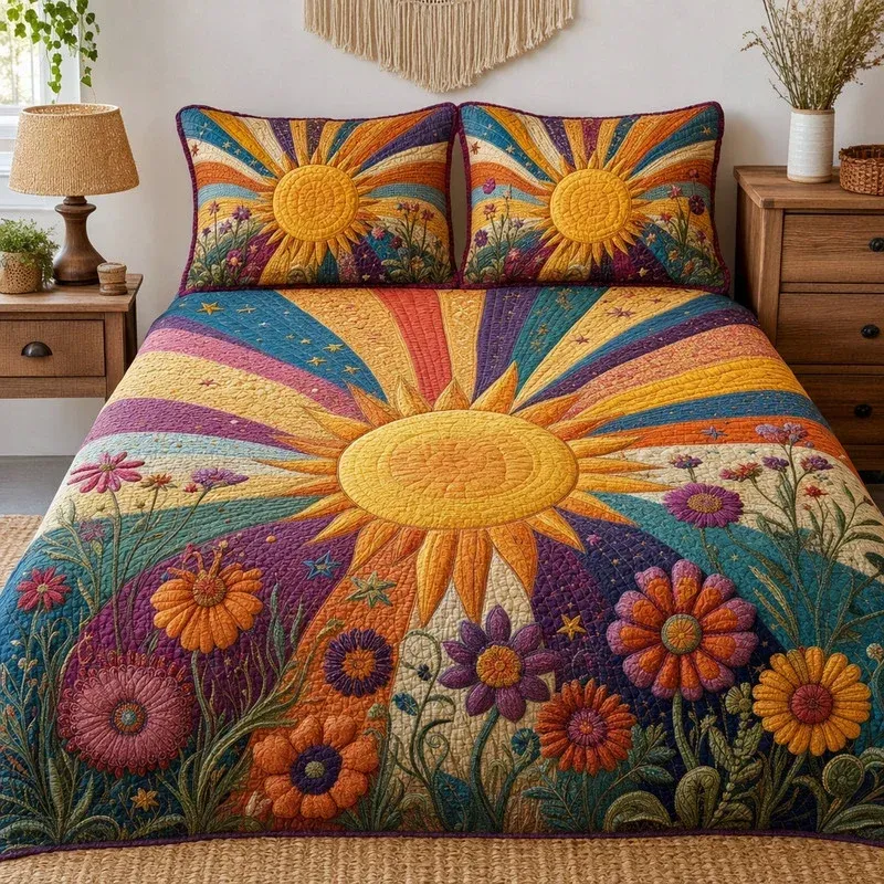 Sunny Woodstock Bamboo Quilt Bedding Set