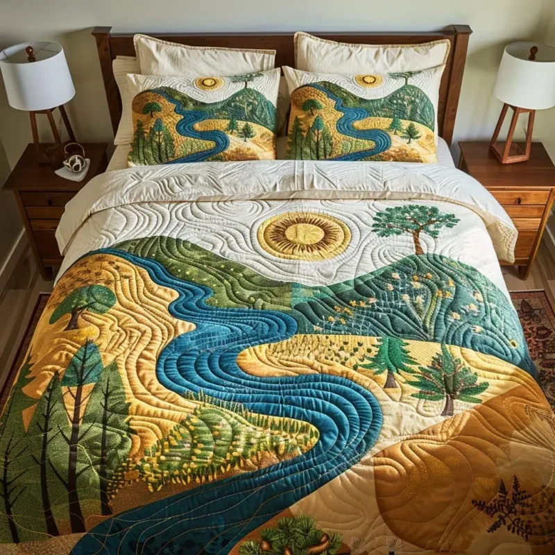 Sunny Peaceful Moments Bamboo Quilt Bedding Set