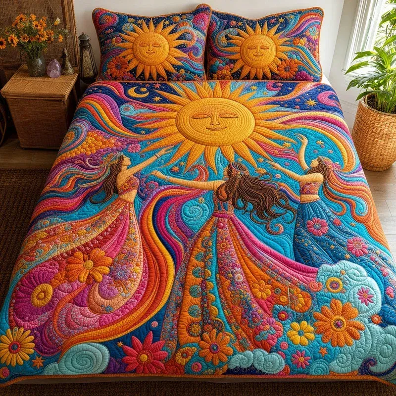 Sunshine Dancing Bamboo Quilt Bedding Set