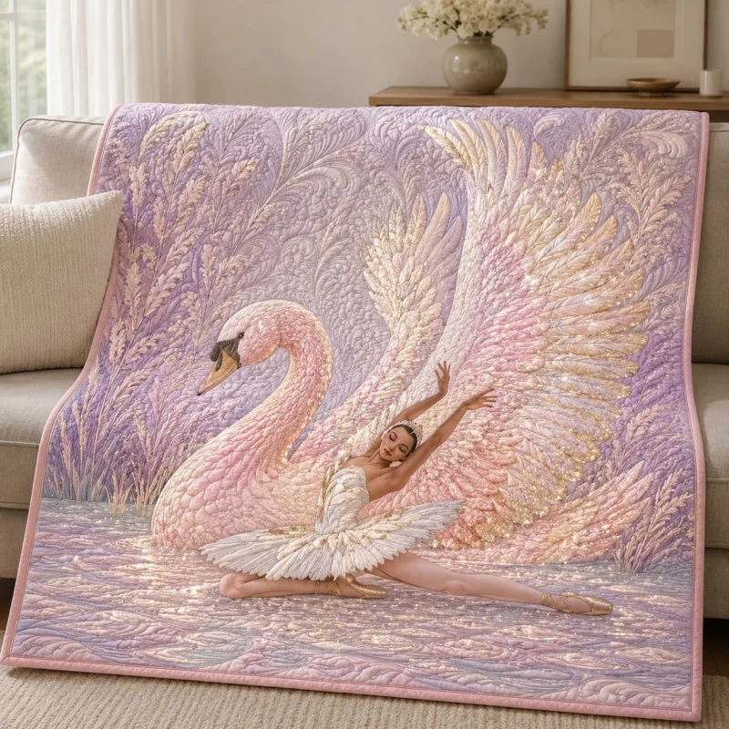 Swan Lake Ballerina Bamboo Quilt Blanket