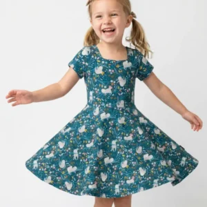 Midnight Sloth Garden Bamboo Twirl Dress