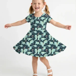 Moonlight Manatee Swim Bamboo Twirl Dress