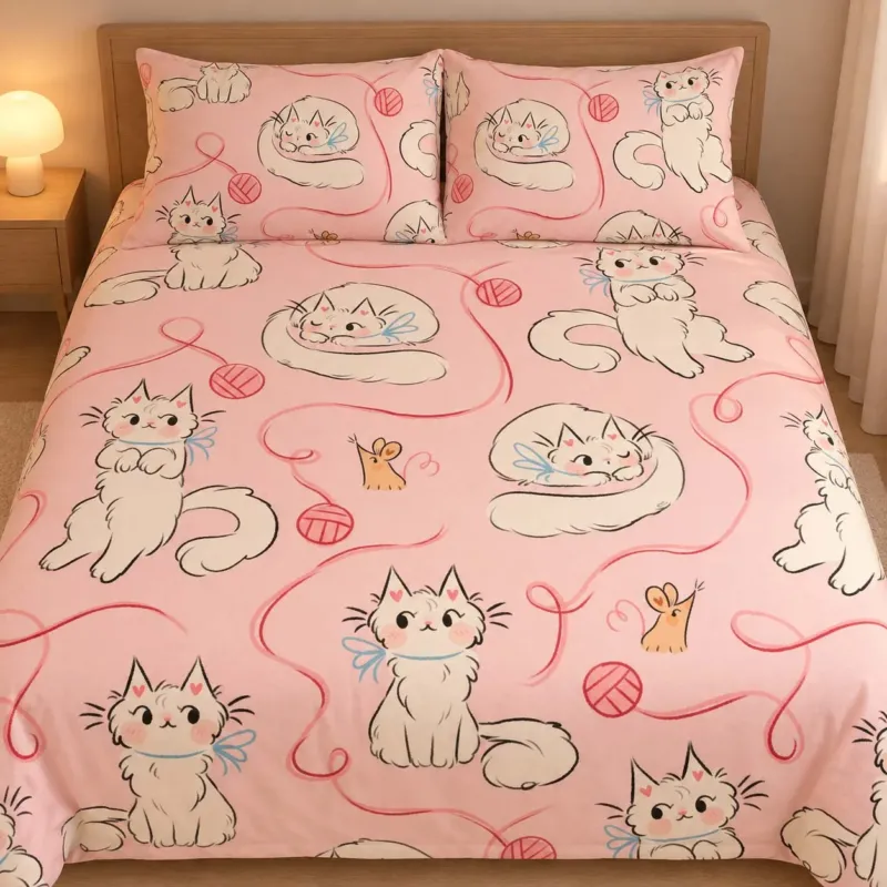 Sweet Yarn Kittens Bamboo Bedding Set