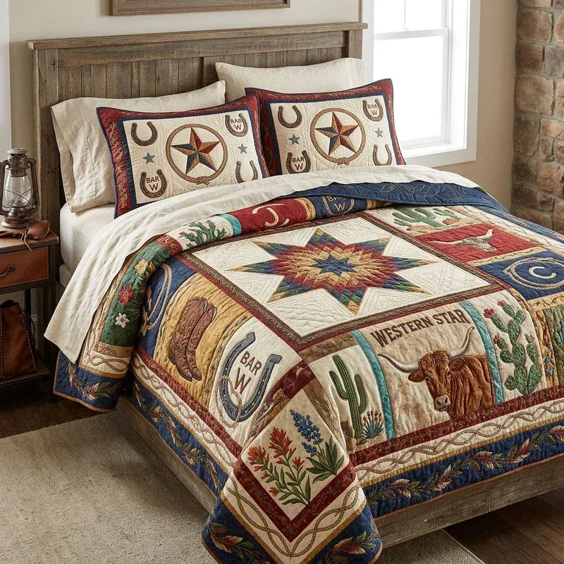 Texas Star Collage Bamboo Quilt Bedding Set