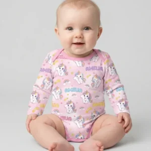 Custom Name Kawaii Unicorn Birthday Bamboo Bodysuit