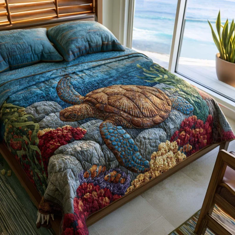 Turtle Gentle Tide Bamboo Quilt Bedding Set