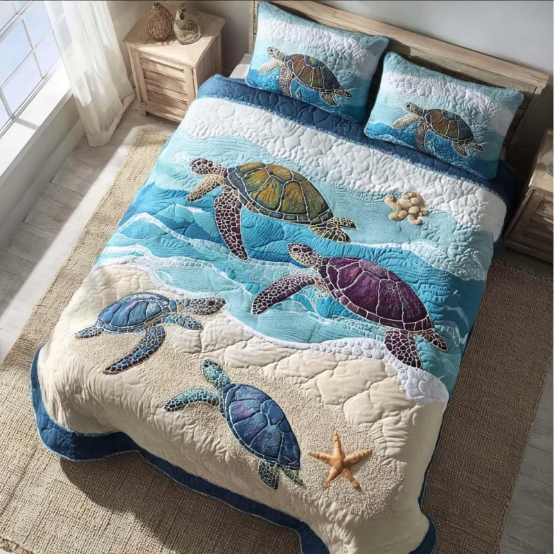 Turtle Ocean Escape Bamboo Quilt Bedding Set