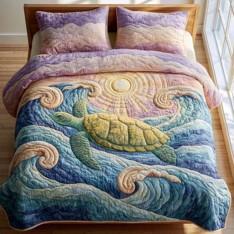 Turtle Wild Adventure Bamboo Quilt Bedding Set