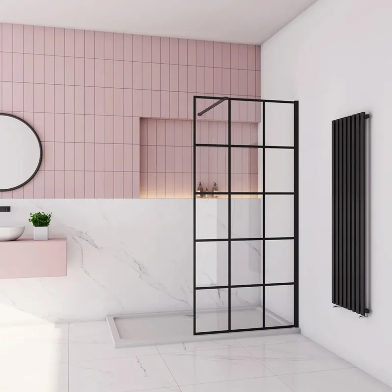 Walk In Dusche Duschabtrennung Duschwand 8mm NANO Glas 120 x H.200 cm mit 90cm Stabilisationsstange