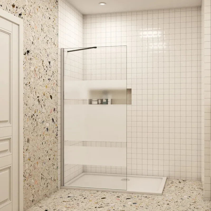 Walk In Duschkabine aus 6mm NANO Glas Dusche H.190cm Duschwand mit Stützstange