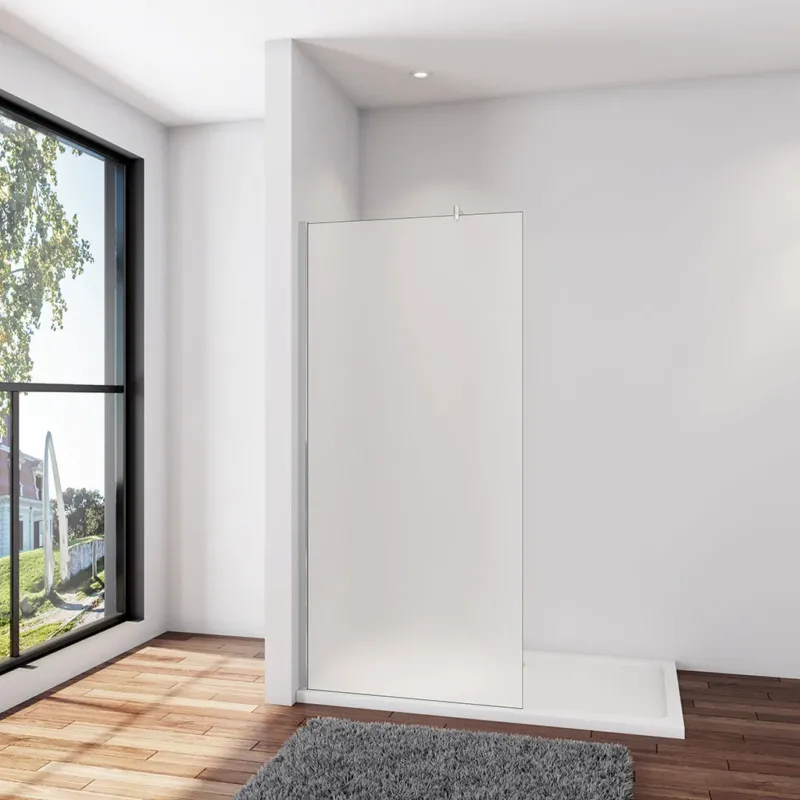 Walk In Duschtrennwand 70 x H.200 cm 10mm Glas mit Glasschutzfolie Aluminium Stabistange 70-120cm Duschhaus