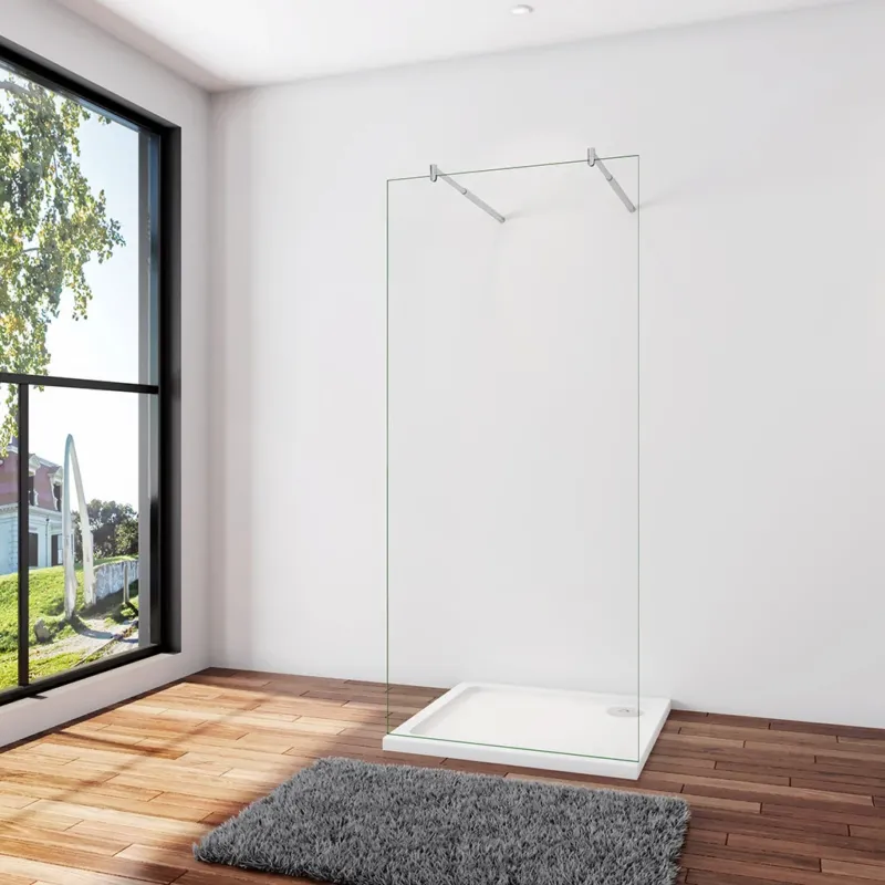 Duschabtrennung Duschwand 77.7 x H.200 cm 8mm NANO Glas Stabistange 70-120cm Duschhaus