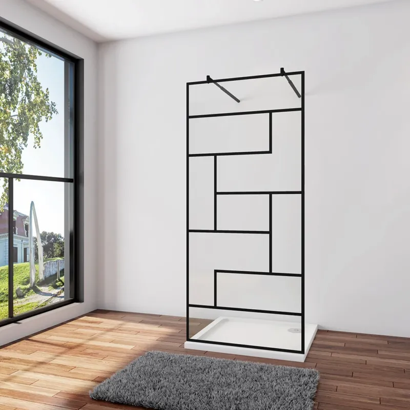 Walk In Duschtrennwand 87.7 x 200 cm 8mm NANO Glas Stabistange 70-120cm Sicherheitsglas