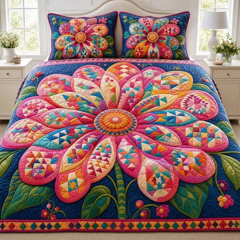 Whimsical Flower Bamboo Quilt Bedding Set