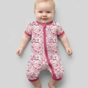 She Is Mom Floral Bamboo Shorty Zippy