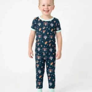 Space Soccer Bamboo Two Piece Short Sleeve Pajama Set