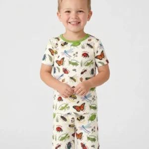 Bug Learning Bamboo Two Piece Short Sleeve Shorts Pajama Set