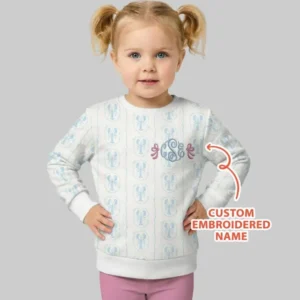 Custom Monogram Letter Embroidered Baby Bamboo Crewneck Sweatshirt