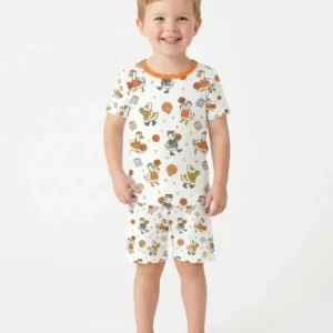 Silly Goose Playing Basketball Bamboo Two Piece Short Sleeve Shorts Pajama Set