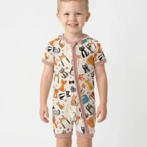 Goofy Mischief Cat Family Matching Bamboo Shorty Zippy