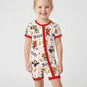 Striped Cute Mascots Soccer Cup 2026 Bamboo Shorty Zippy