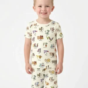 Texas Alphabet Bamboo Two Piece Short Sleeve Shorts Pajama Set