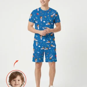Custom Image Chemical Laboratory Bamboo Men Short Sleeve Short Pajama Set