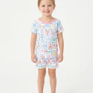 Coastal Treasures Family Matching Bamboo Two Piece Short Sleeve Shorts Pajama Set