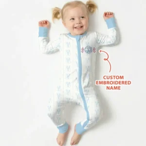 Custom Monogram Letter Embroidered Baby Bamboo Convertible Zippy