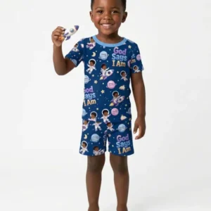 Black Boy God Says I Am Bamboo Two Piece Short Sleeve Shorts Pajama Set